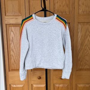 Madewell Light Gray Sweatshirt with Colorful Stripes